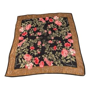 Pierre Balmain Black and Brown Floral Scarf